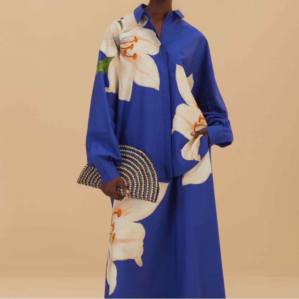 Farm rio blue flower shirt